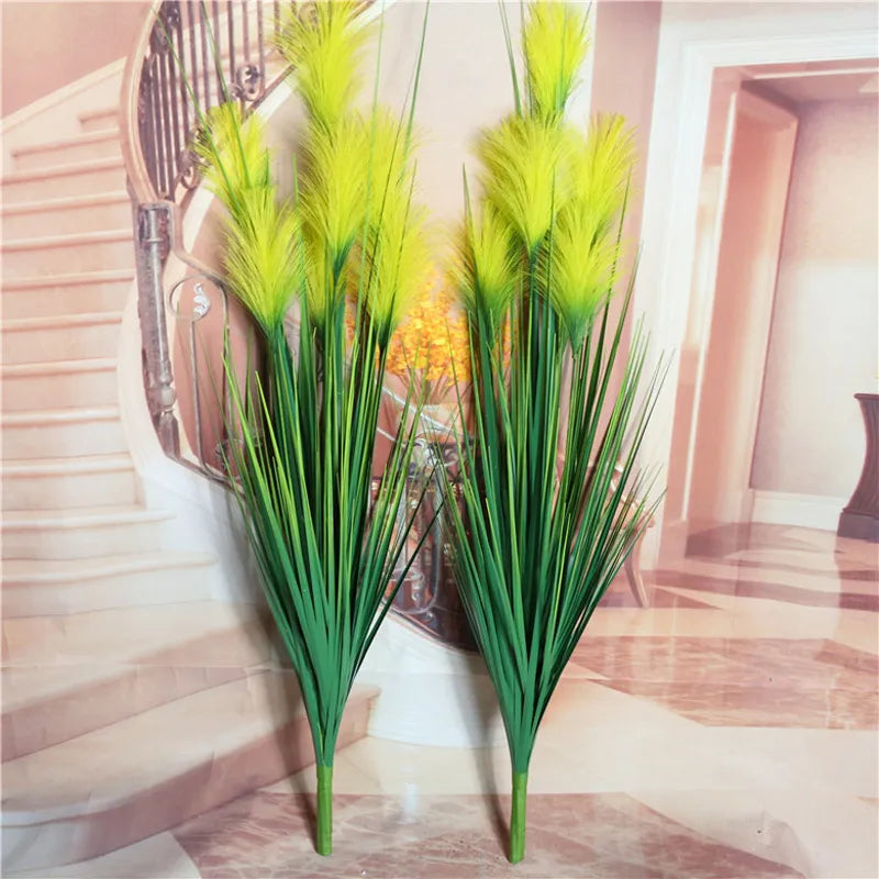 93cm 7 Heads Silk Onion Grass Large Artificial Tree Fake Reed Bouquet Wedding Flower Plastic Autumn Plants For Home Party Decor