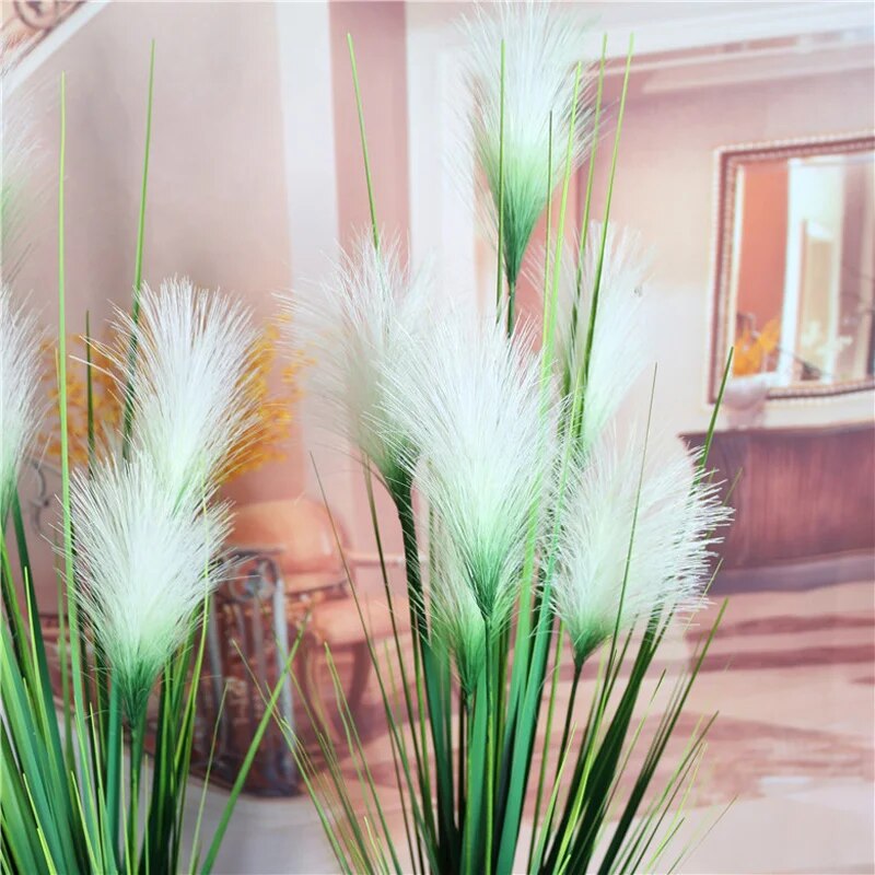 93cm 7 Heads Silk Onion Grass Large Artificial Tree Fake Reed Bouquet Wedding Flower Plastic Autumn Plants For Home Party Decor