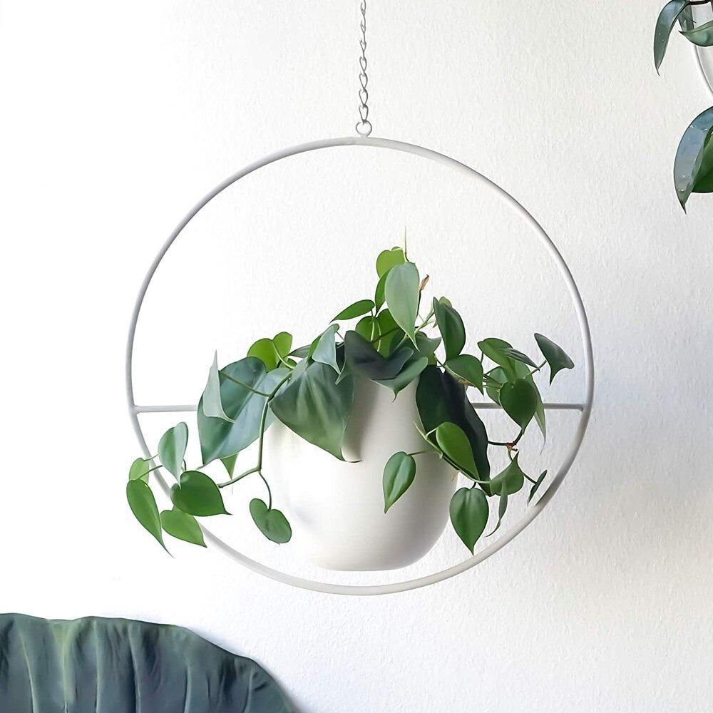 Halo Metal Hanging Planter White / Round | Sage & Sill