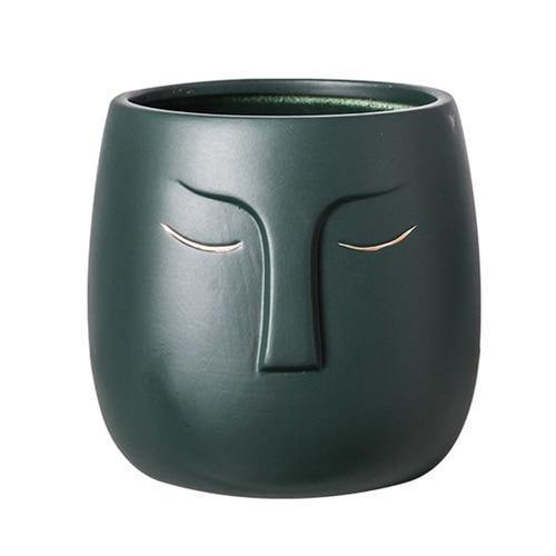 Ceramic Abstract Sleeping Face Planter DarkSlateGray / 16.5x16.5x16cm | Sage & Sill